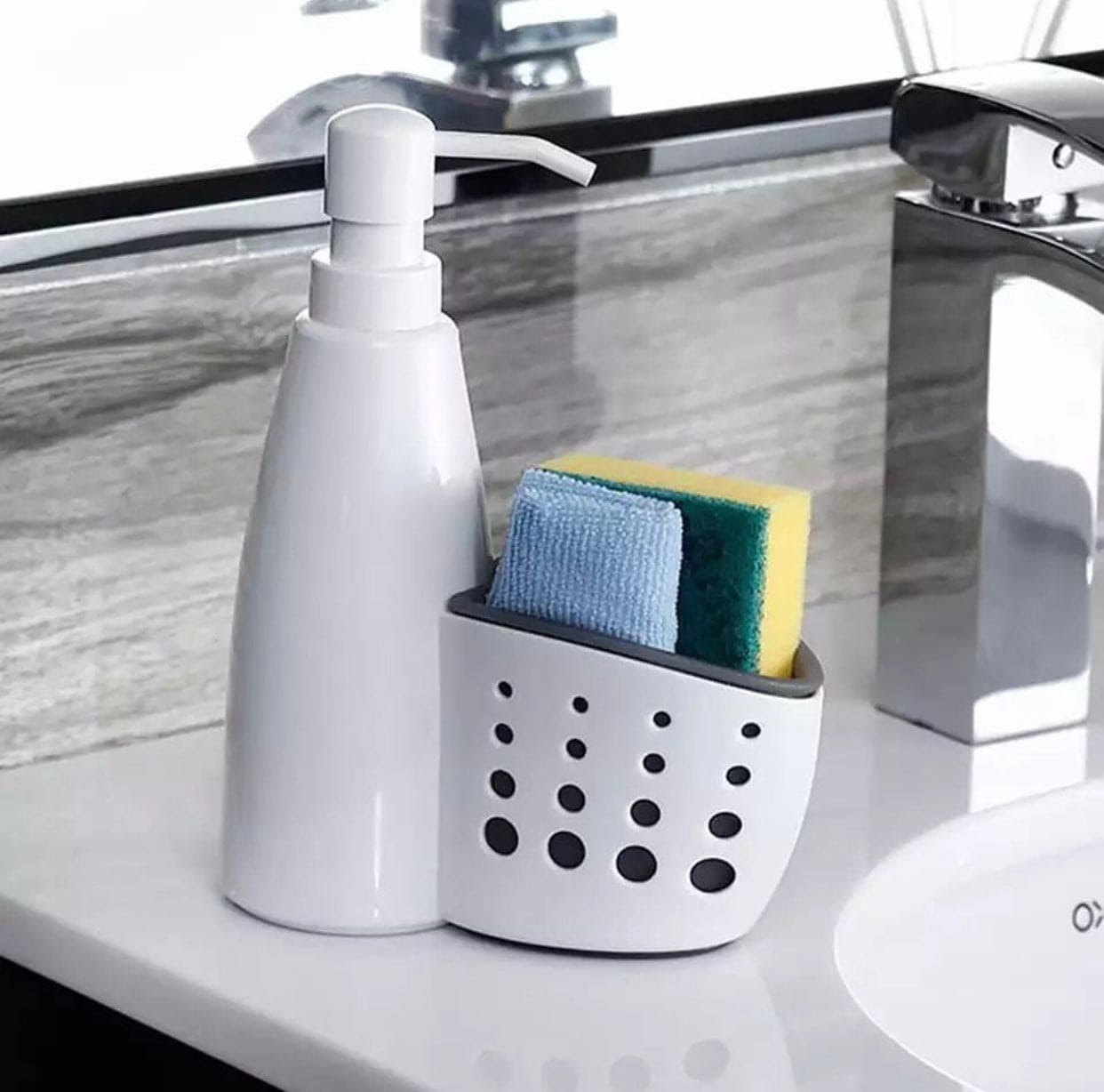 2 in 1 Refillable Liquid Detergent Bottle And Sponge Holder, Liquid Detergent Bottle Dispenser Storage Box 2 in 1 Refillable Liquid Detergent Bottle And Sponge Holder, Liquid Detergent Bottle Dispenser Storage Box